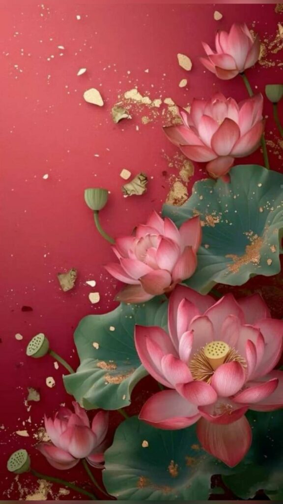 Sen nở rộ nền đỏ sang