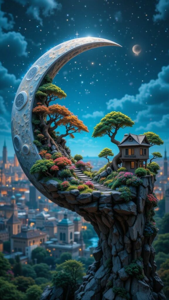 Cây cầu huyền ảo vươn lên trên vầng trăng khuyết