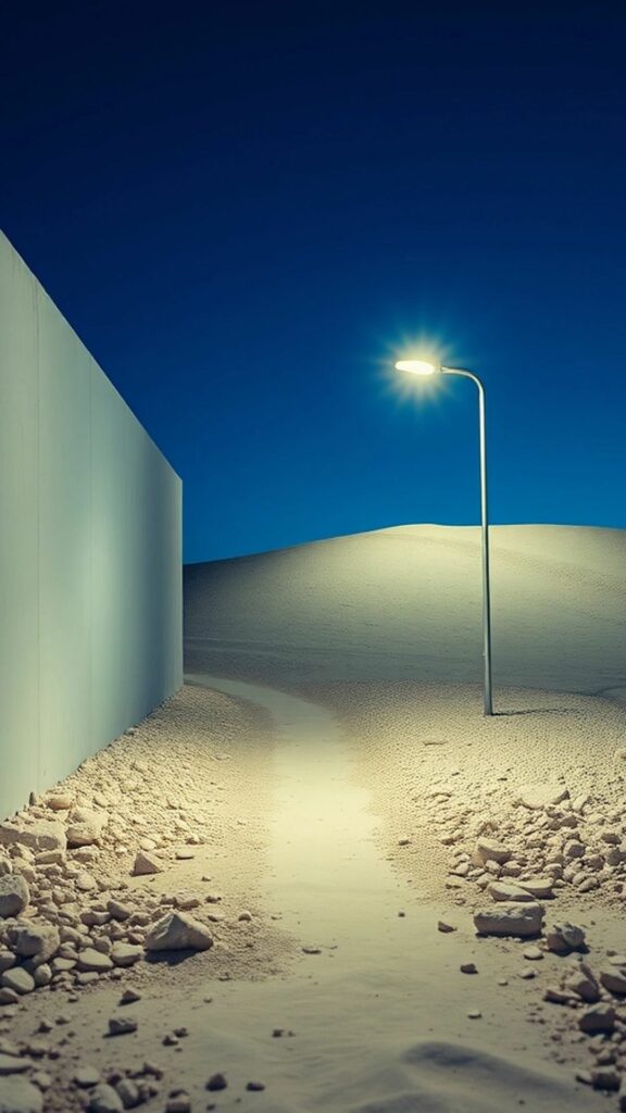 Ánh đèn đường cô đơn, góc phố tối giản 4K