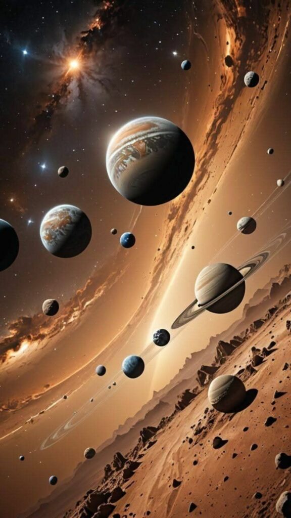 Các hành tinh lớn nhỏ trôi dạt trong không gian