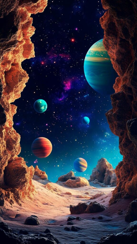 Khung cảnh ngoài hành tinh, hẻm núi đầy màu sắc