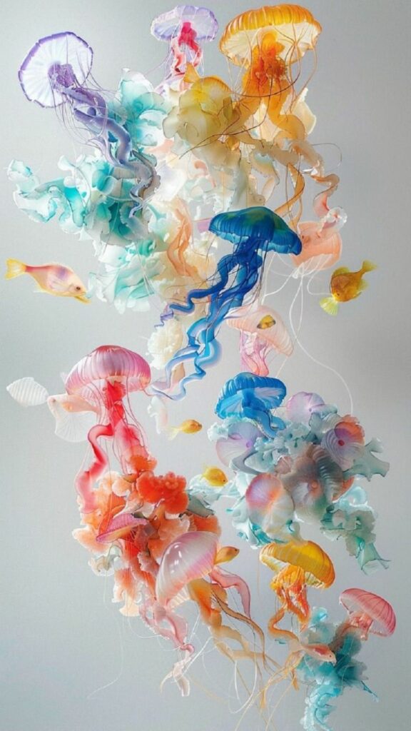 Sứa sắc màu, hình ảnh 3D tinh tế, thanh thoát