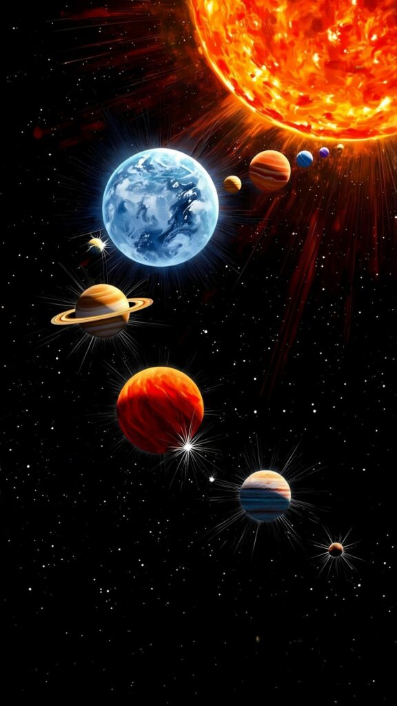 Hệ mặt trời rực rỡ, các hành tinh xếp thẳng hàng