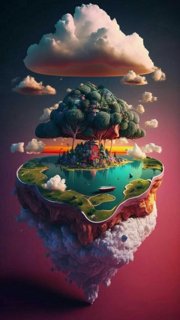 Hình nền iOS 26 cảnh vật thu nhỏ, khối lập phương sống động