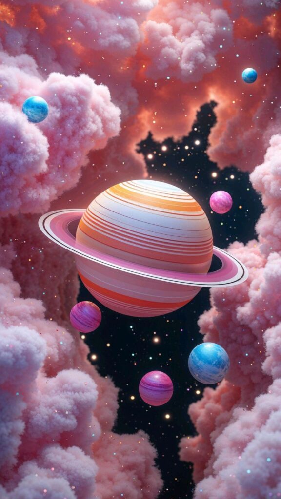 Sao Thổ và những đám mây hồng vũ trụ
