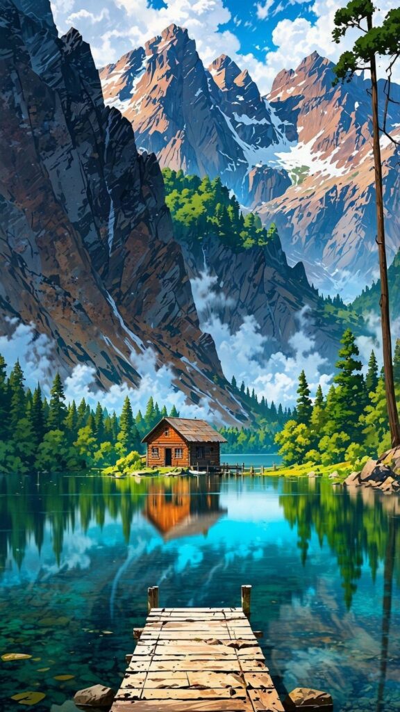 Hồ nước trong xanh, cầu gỗ dẫn vào thiên đường