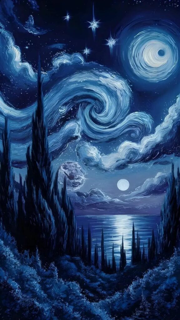 Đêm Van Gogh, bầu trời sao xoáy tròn trên tháp cổ