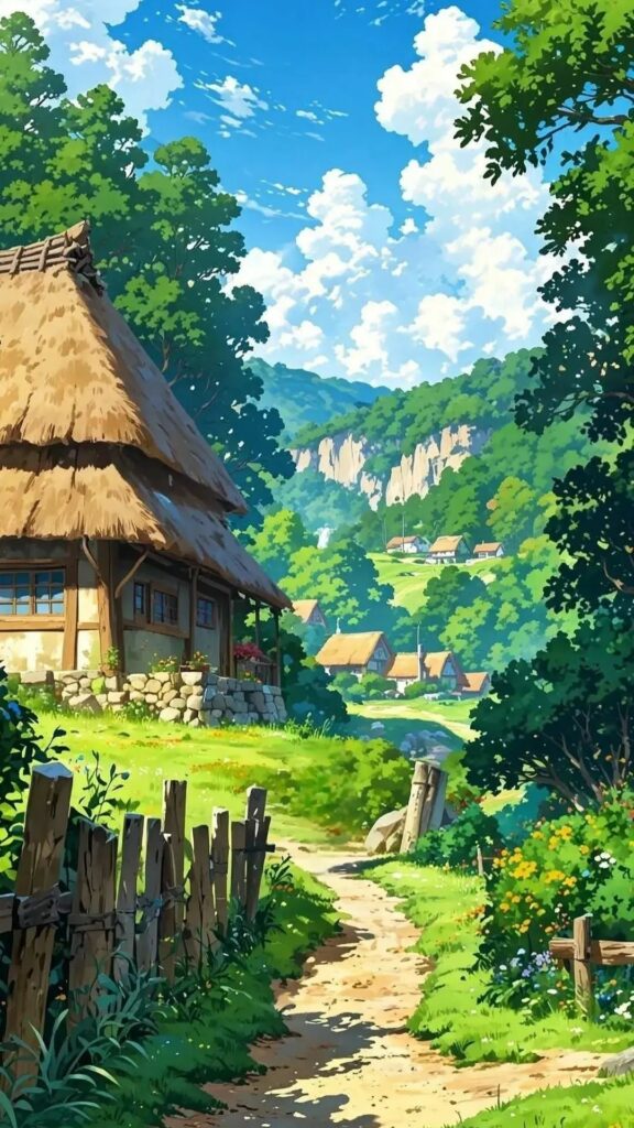 Con đường mòn dẫn vào ngôi làng xanh tươi, yên bình