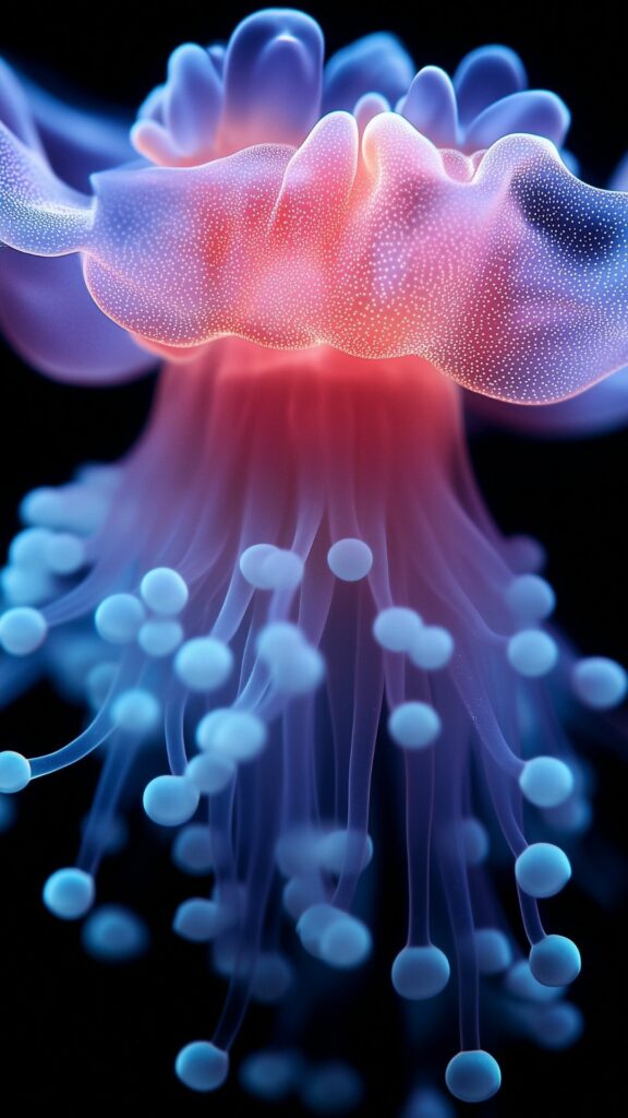 Sứa phát quang rực rỡ, lơ lửng trong đại dương sâu thẳm