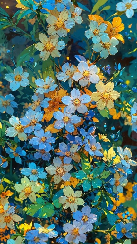 Sắc màu thiên nhiên, lá cây vàng xanh tạo nên bức tranh