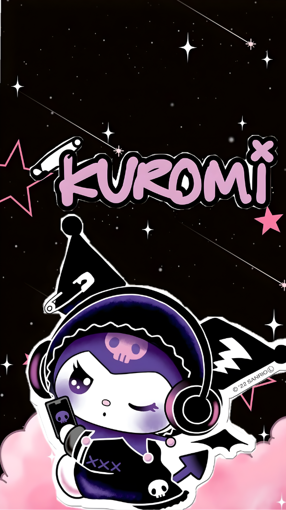 Hình nền Kuromi đeo tai nghe 