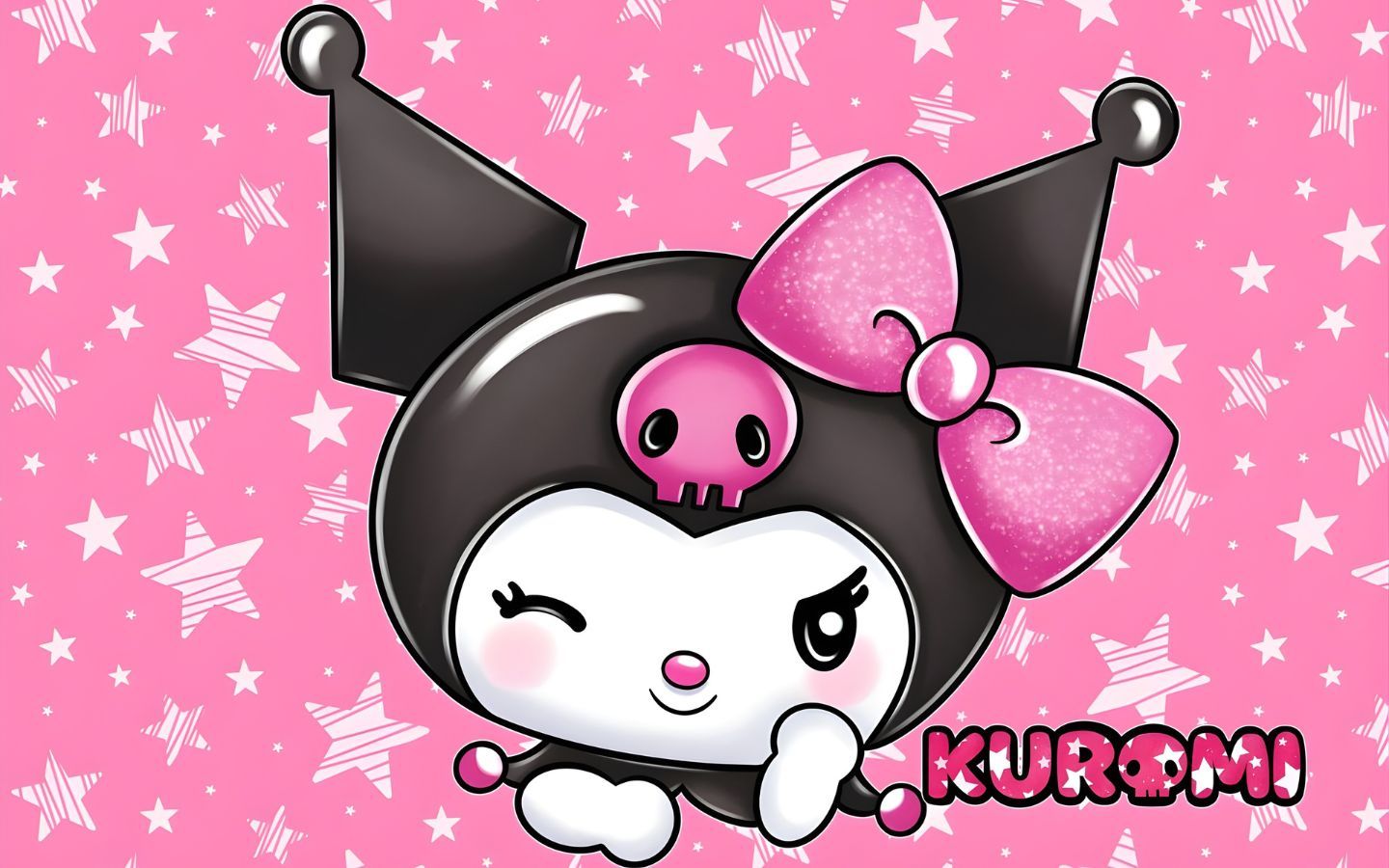 Hình nền máy tính Kuromi nháy mắt siêu cute 