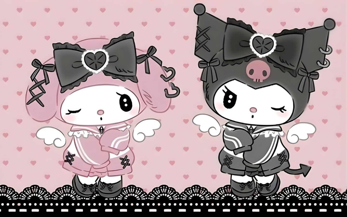 Hình nền bộ đôi Kuromi và My Melody cute anime 