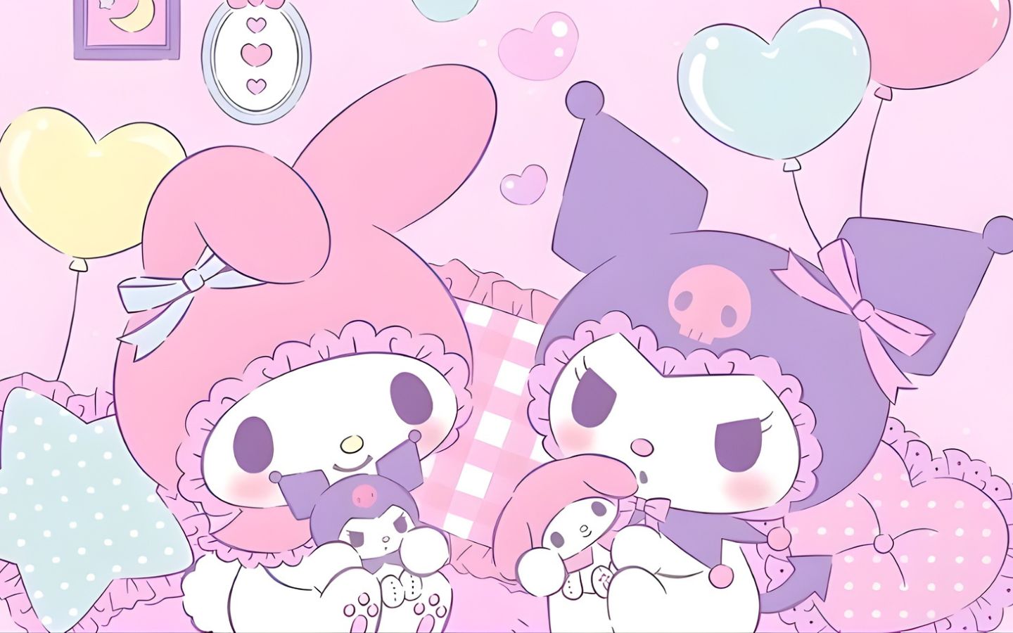 Hình nền Kuromi và My Melody tình cảm 