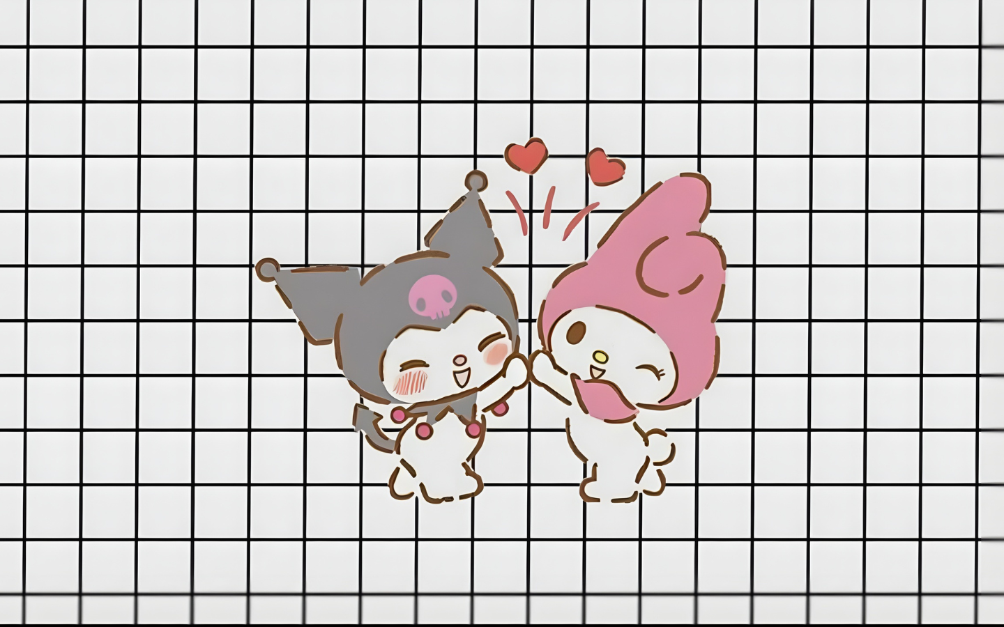 Hình nền Kuromi và My Melody đập tay 