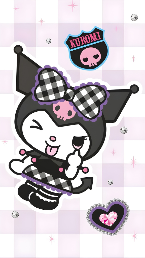 Hình nền điện thoại thỏ Kuromi nháy mắt cool ngầu 