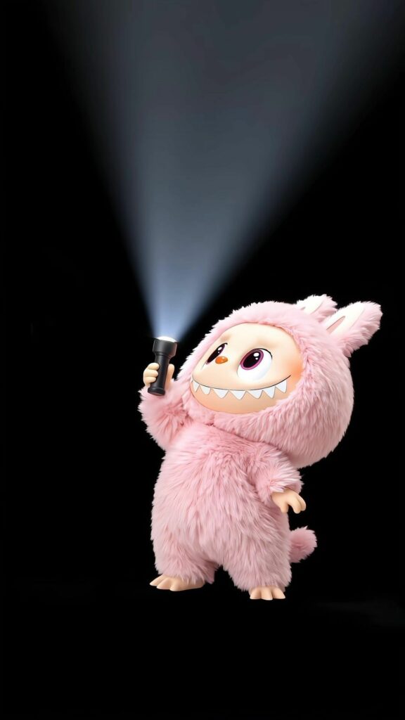 Labubu hồng bật pha, răng nanh sáng rực