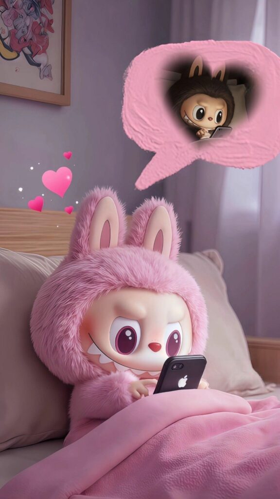 Tinh linh Labubu lướt mạng, gửi tim yêu