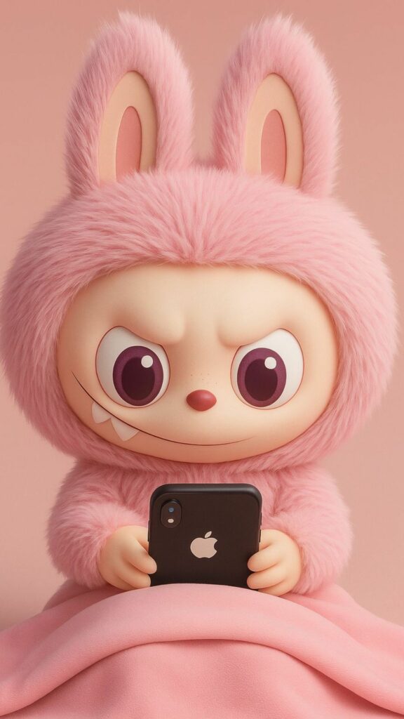 Labubu lướt điện thoại, quên hết thế giới