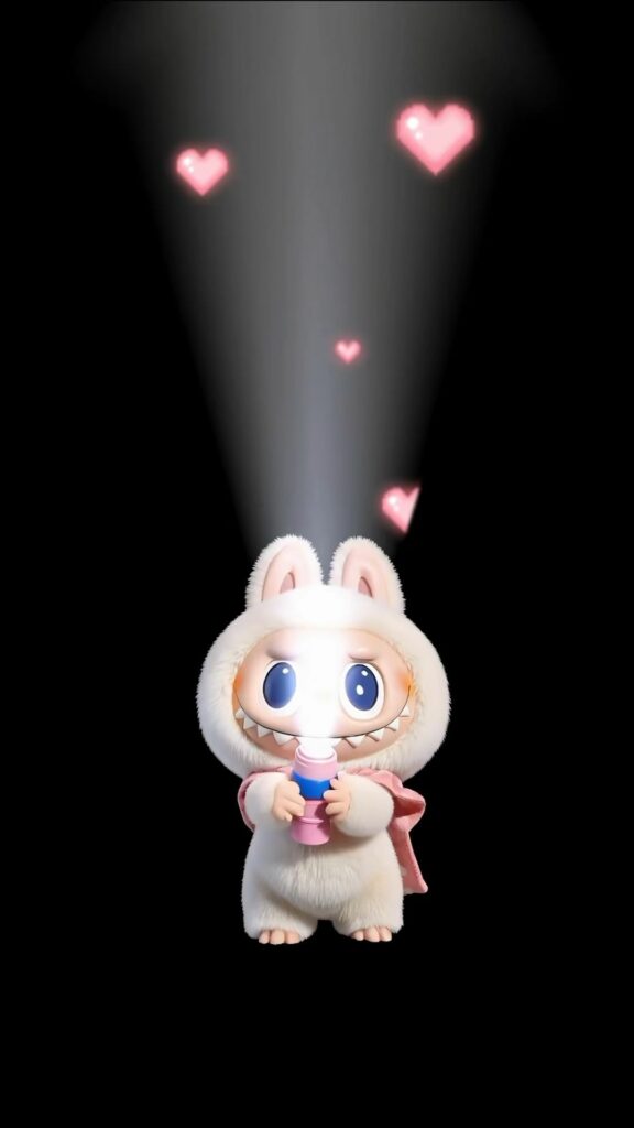 Labubu chiếu đèn, rọi tia sáng trái tim