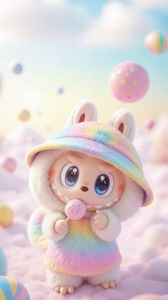 Labubu cầu vồng, kẹo bông gòn giữa trời