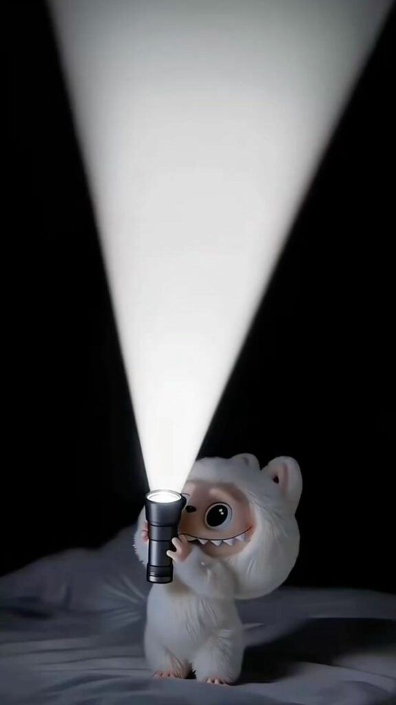 Labubu trắng tinh, ánh đèn tập trung cao độ