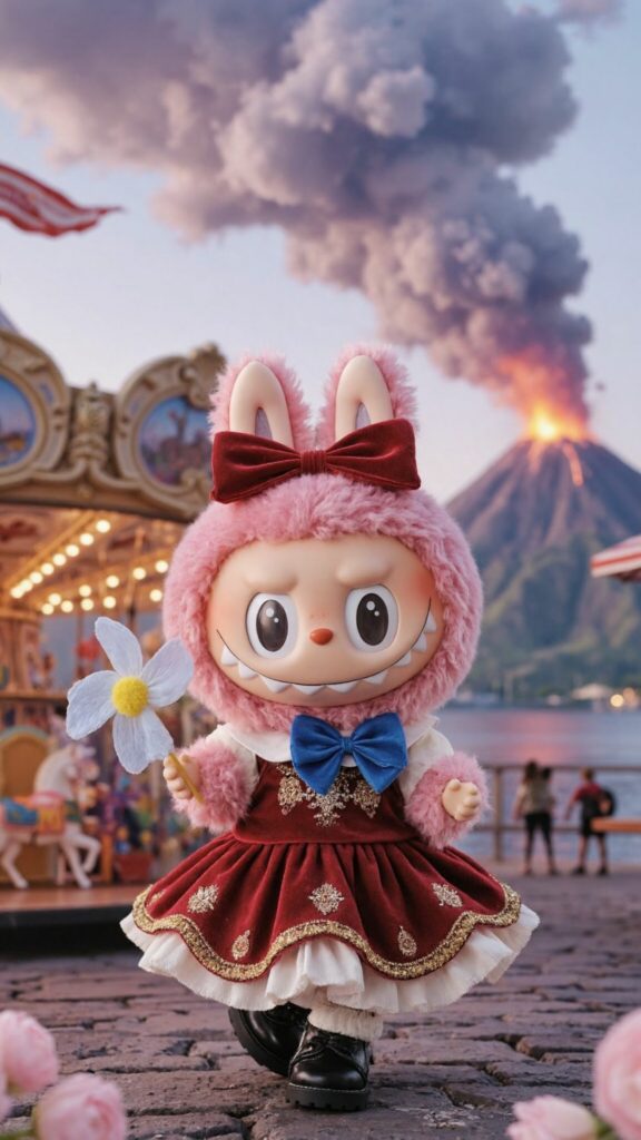 Cô bé xoay tròn dưới ngọn núi lửa