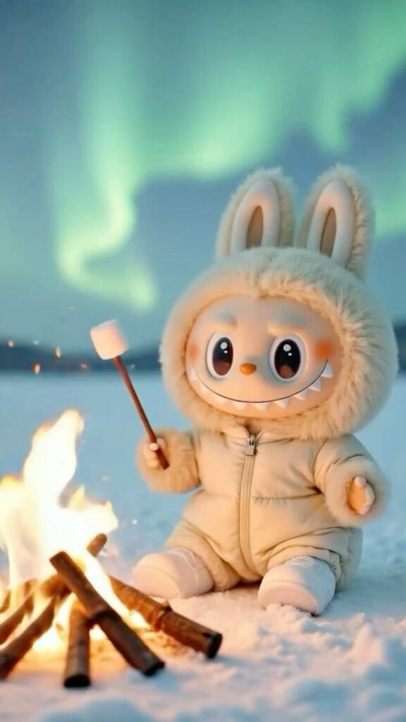 Labubu nướng kẹo, ngắm cực quang đêm lạnh