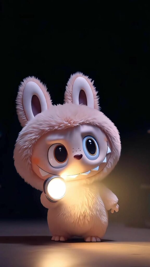 Labubu rọi đèn, đôi mắt to tròn lấp lánh