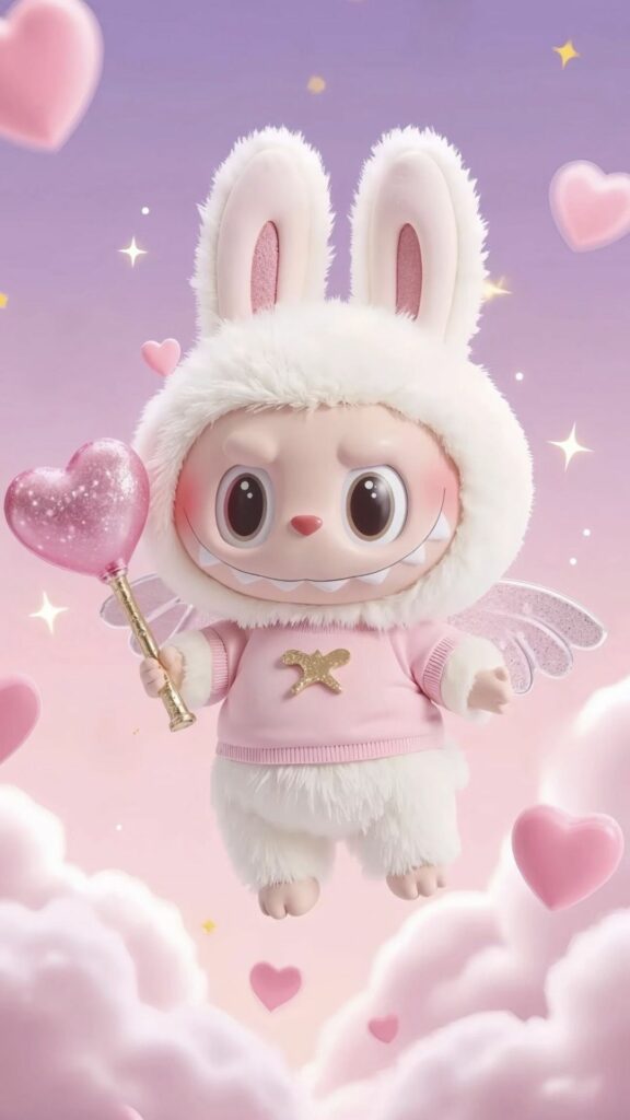 Labubu bay giữa những đám mây tình yêu