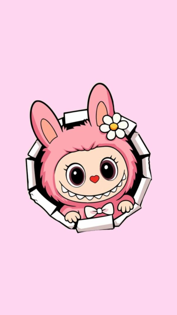 Khuôn mặt tròn xuất hiện trên nền hồng cute