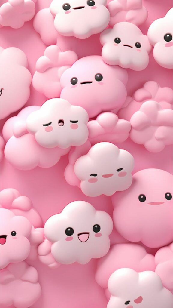 Hình nền màu hồng cute nhất cho điện thoại và máy tính 1 Cả bầu trời mây hồng xốp mềm và ngọt ngào