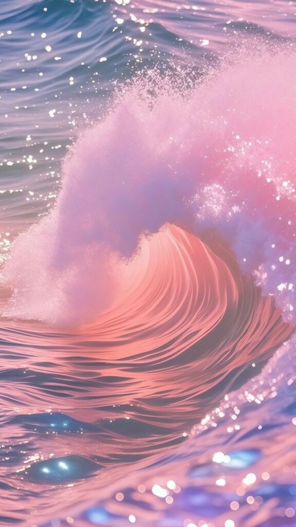Hình nền màu hồng cute nhất cho điện thoại và máy tính 28 Sóng nước màu hồng lấp lánh như đang cuộn trào mạnh mẽ