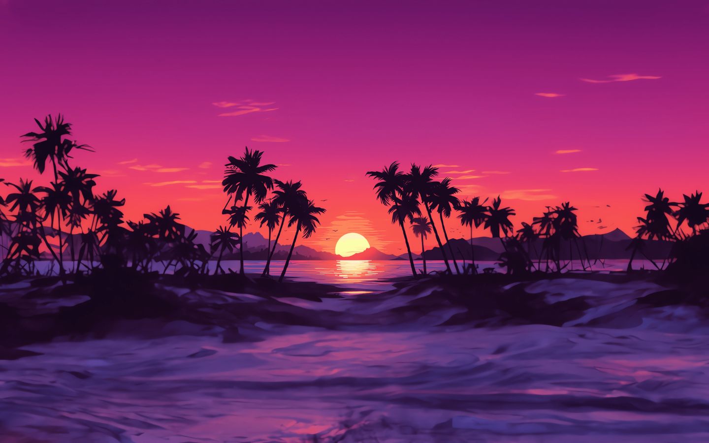 Hình nền màu hồng cute nhất cho điện thoại và máy tính 41 Hoàng hôn nhiệt đới rực rỡ