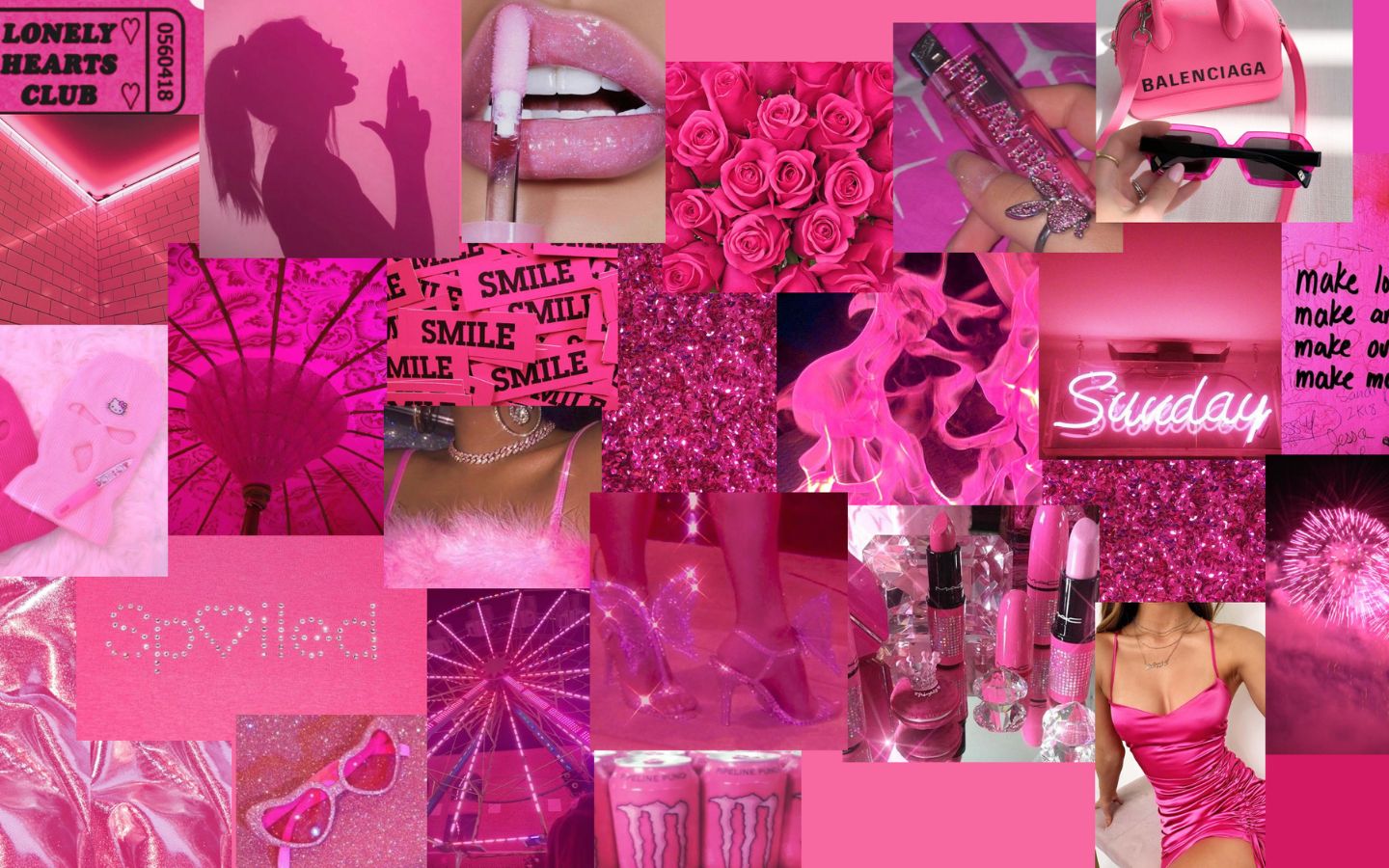 Hình nền màu hồng cute nhất cho điện thoại và máy tính 42 Collage hồng Fuchsia cá tính