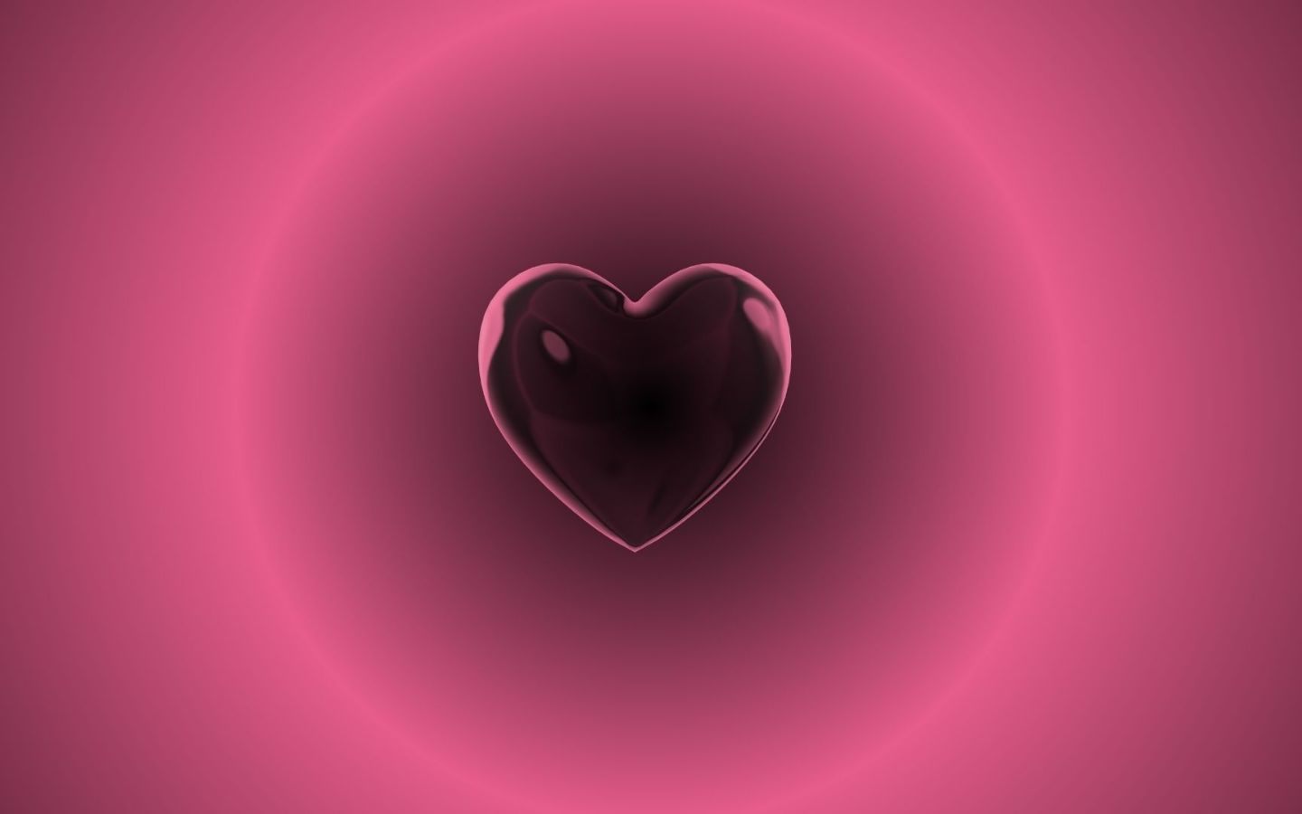 Hình nền màu hồng cute nhất cho điện thoại và máy tính 45 Trái tim 3D màu đen nổi bật giữa vòng tròn hồng đậm