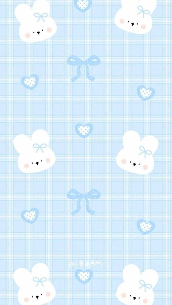 Hình nền màu xanh dương gấu nơ cute 