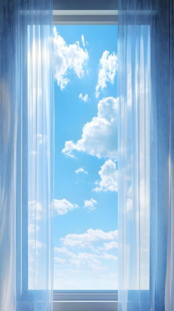 Hình nền bầu trời qua khung cửa sổ
