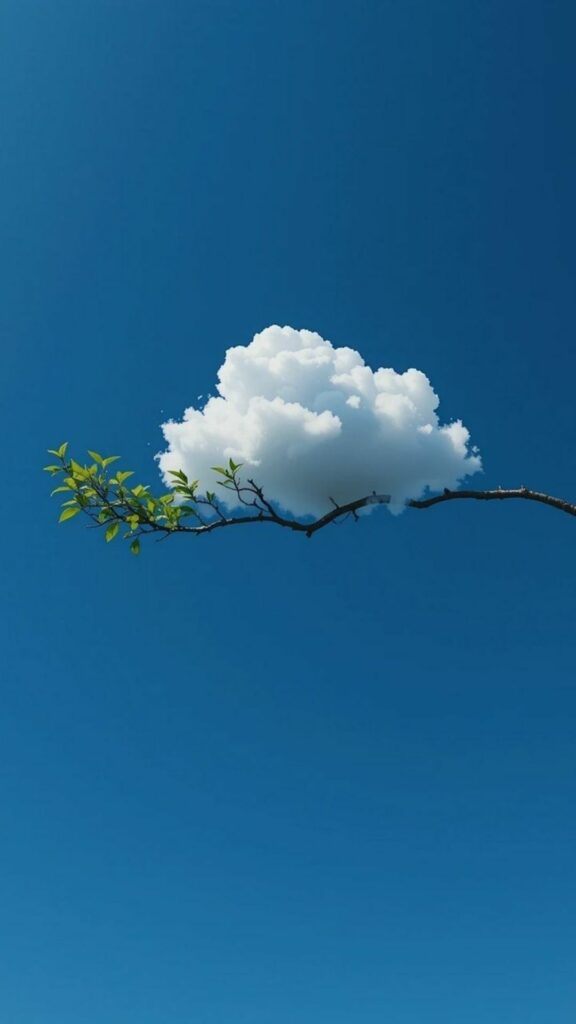 Hình nền bầu trời màu xanh với đám mây trắng