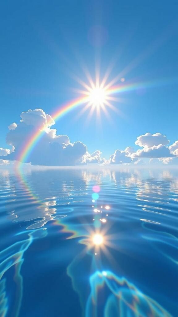 Hình nền bầu trời có cầu vồng xuất hiện