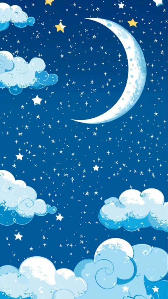 Hình nền bầu trời với những ngôi sao và đám mây