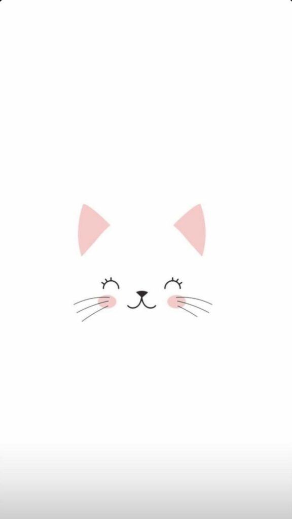 Ảnh nền màu trắng với hình vẽ mèo đáng yêu