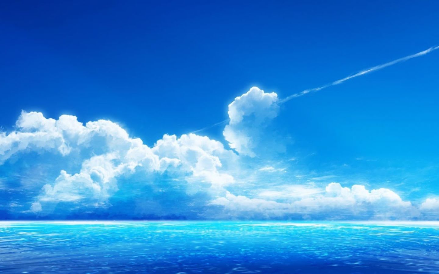 Hình nền xanh trắng với cảnh biển và bầu trời