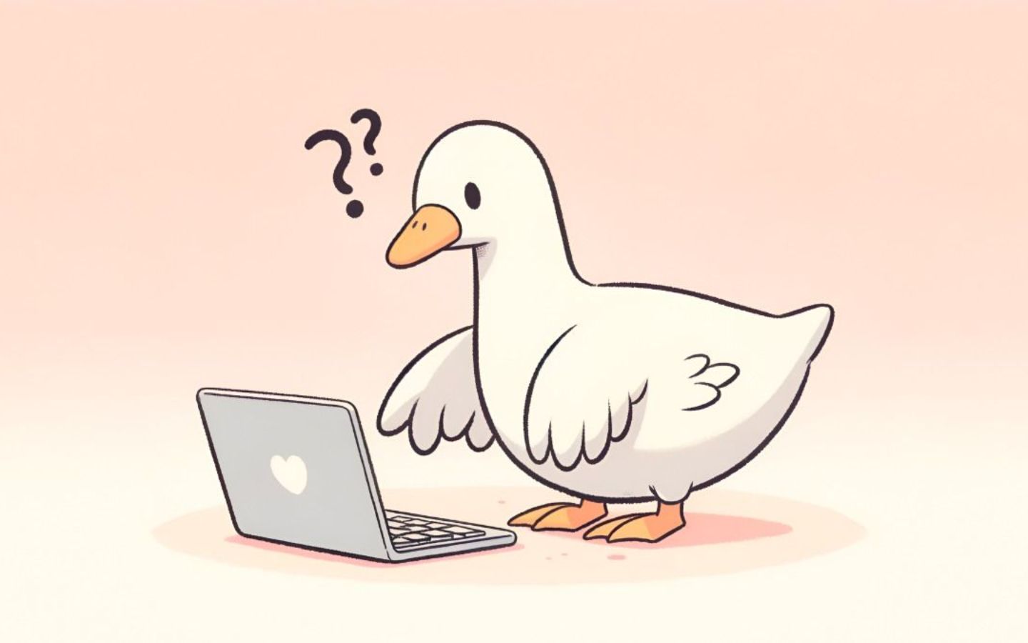 Vịt trắng vô tri, làm việc với laptop đầy bối rối