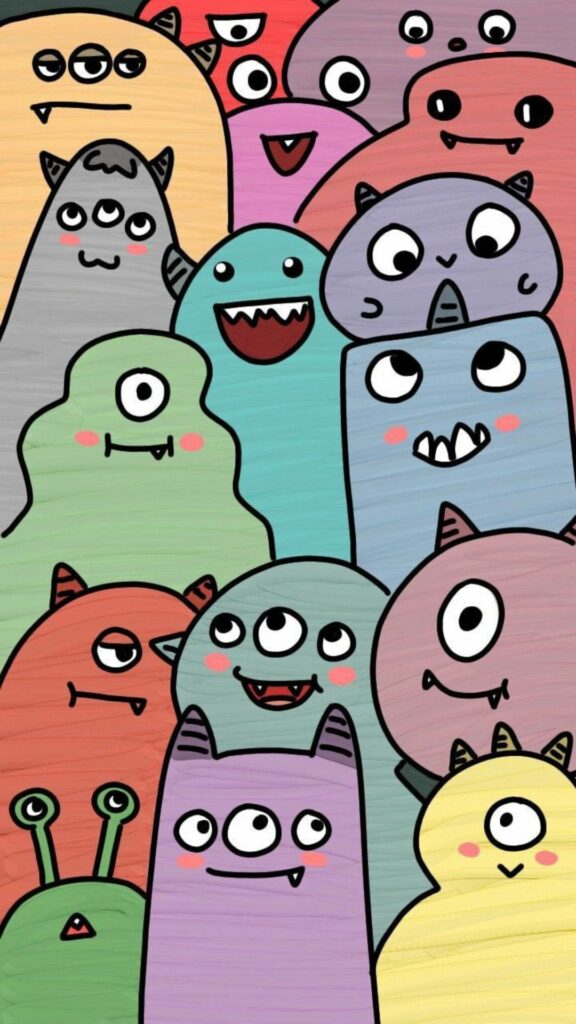 Quái vật doodle chen chúc, biểu cảm hài hước