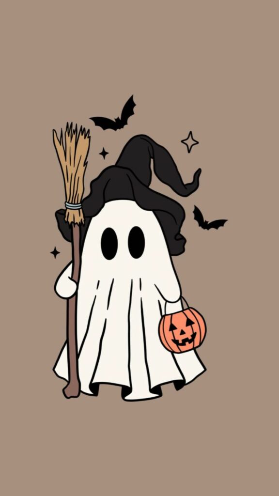 Bé ma vô tri hóa trang Halloween cầm bí ngô