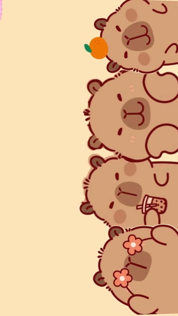 Capybara xếp hàng vô tri, đáng yêu