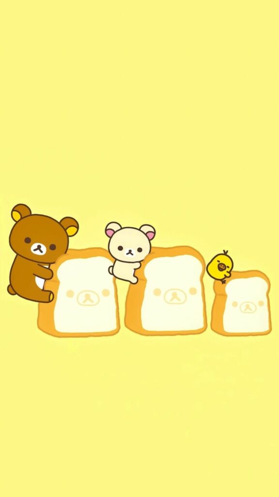 Rilakkuma và bánh mì, đơn giản trên nền vàng