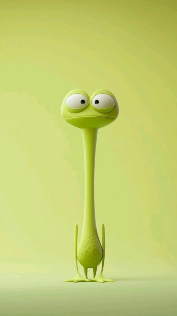 Quái vật xanh gầy gò, biểu cảm ngốc nghếch