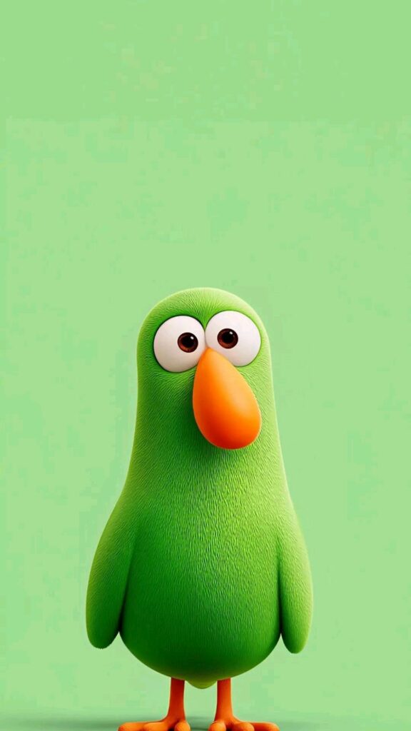 Chú chim xanh ngơ ngác, vô tri trên nền xanh